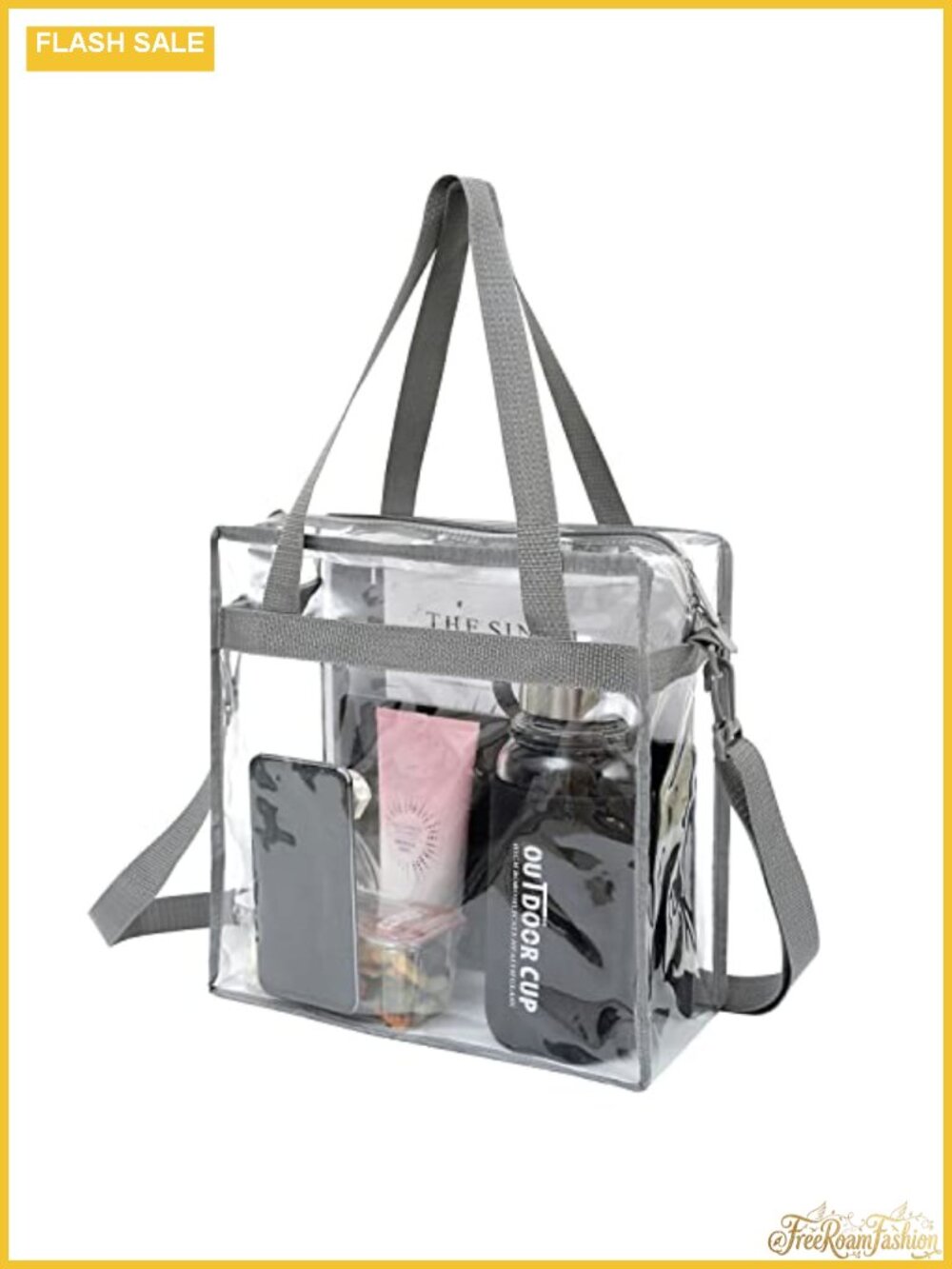 Clear Tote Bag 12x6x12 Stadium Approved Zipper Crossbody Adjustable Strap